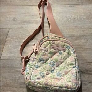 Poppy & Peonies Pastel Floral Quilted Crossbody in Pink and Cream